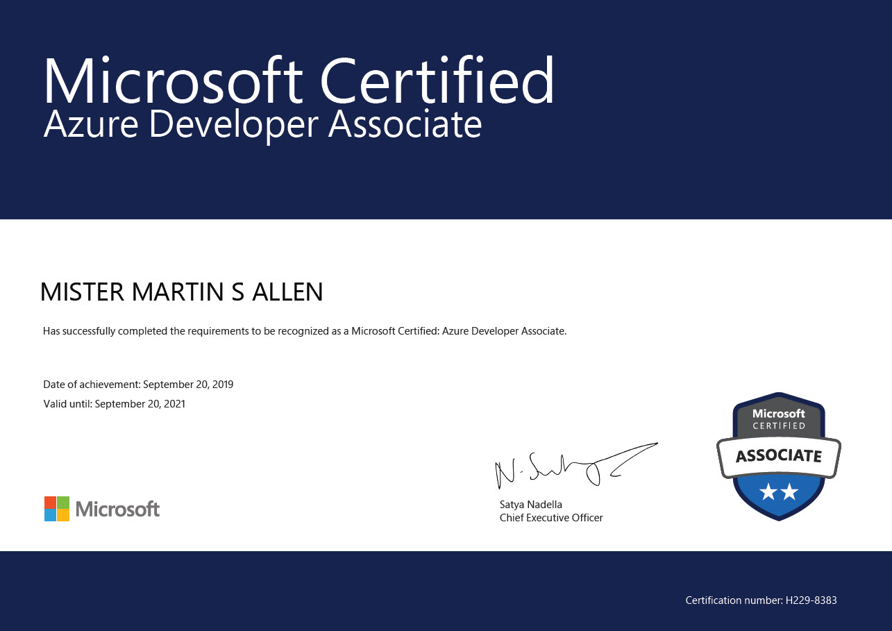 Microsoft Certified Azure Developer Associate